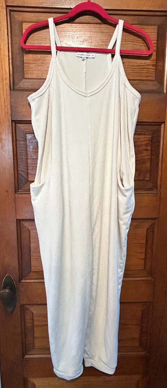 Sincerely Jules White Sleeveless Relaxed Loungewear Jumpsuit with Pockets Size M